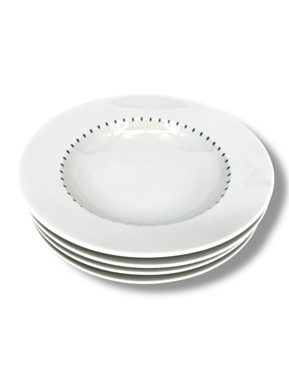 Dansk Ditto 8.5" Soup Bowls Set Of 4 Blue White Dash Pattern Microwave Safe